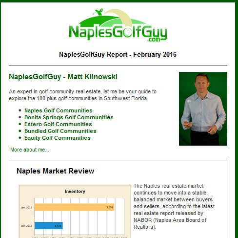 Naples Golf Guy January Market Report