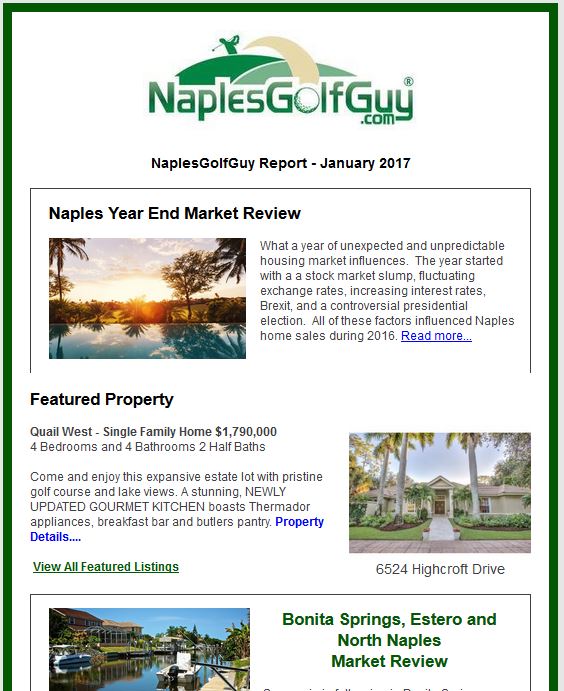 January Naples Golf Guy Report