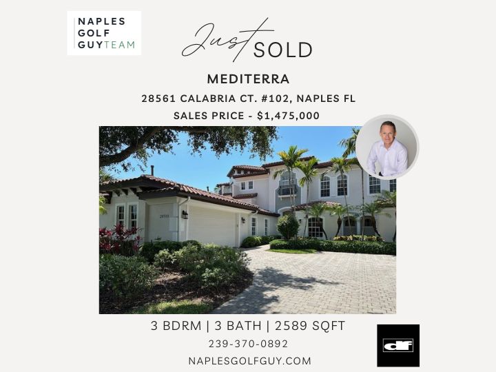 Calabria Condo Just Sold in Mediterra Naples FL