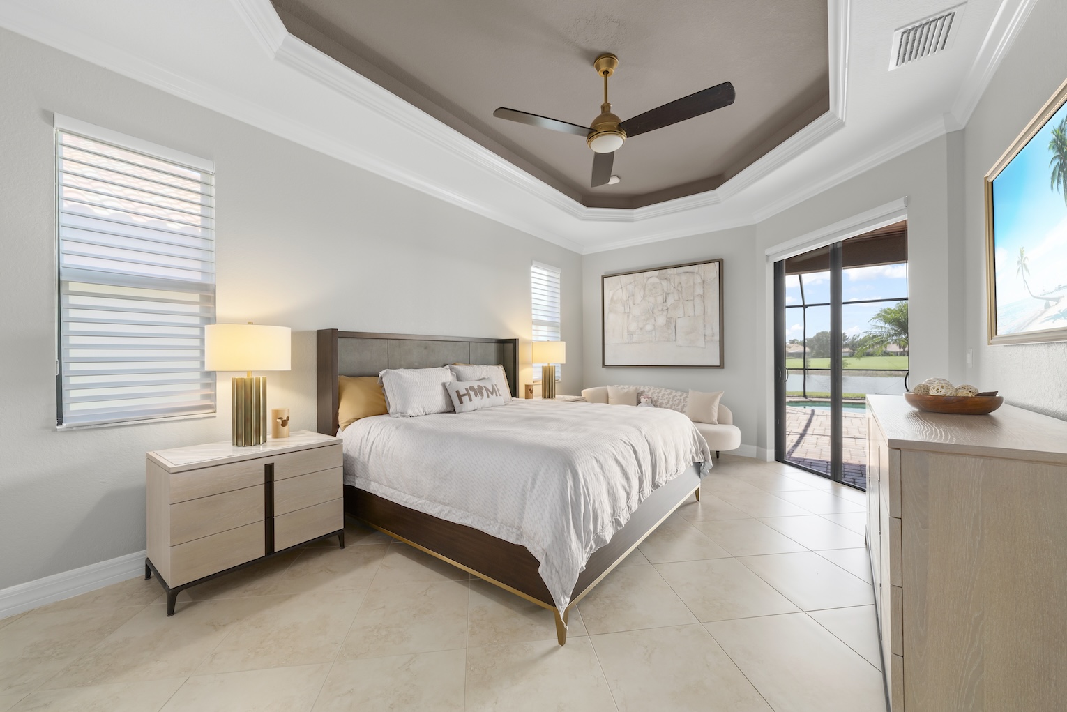 Primary Bedroom in TwinEagles golf home for sale